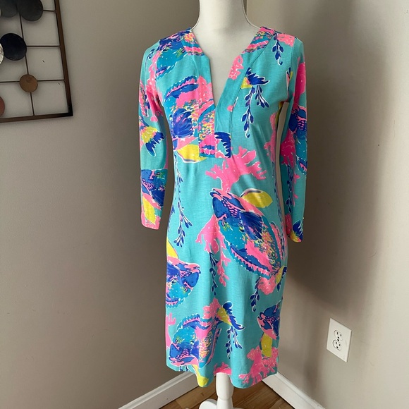 Lilly Pulitzer “Riva” Dress in “Shorely Blue Fish” XS - Picture 3 of 11